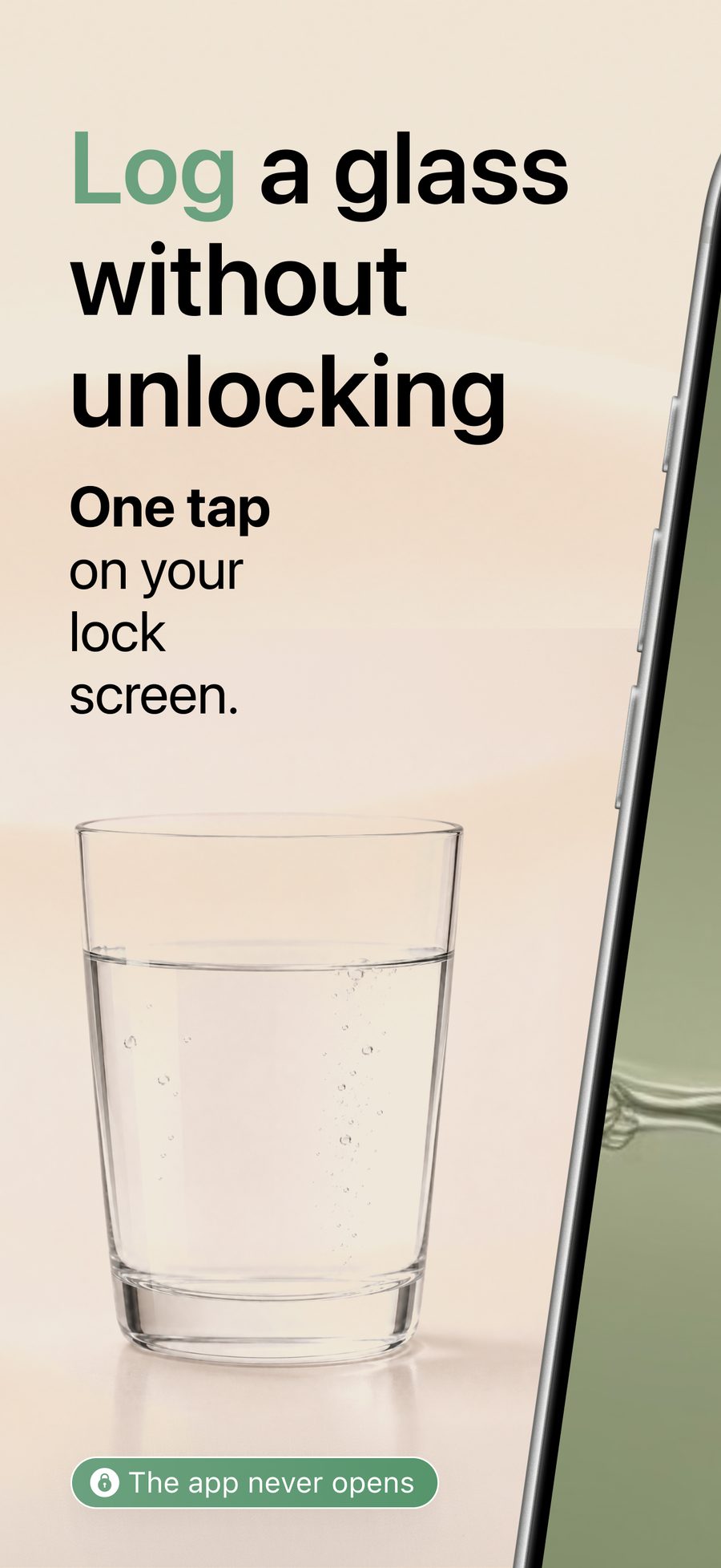 Hydratica Lock Screen widget in Sage